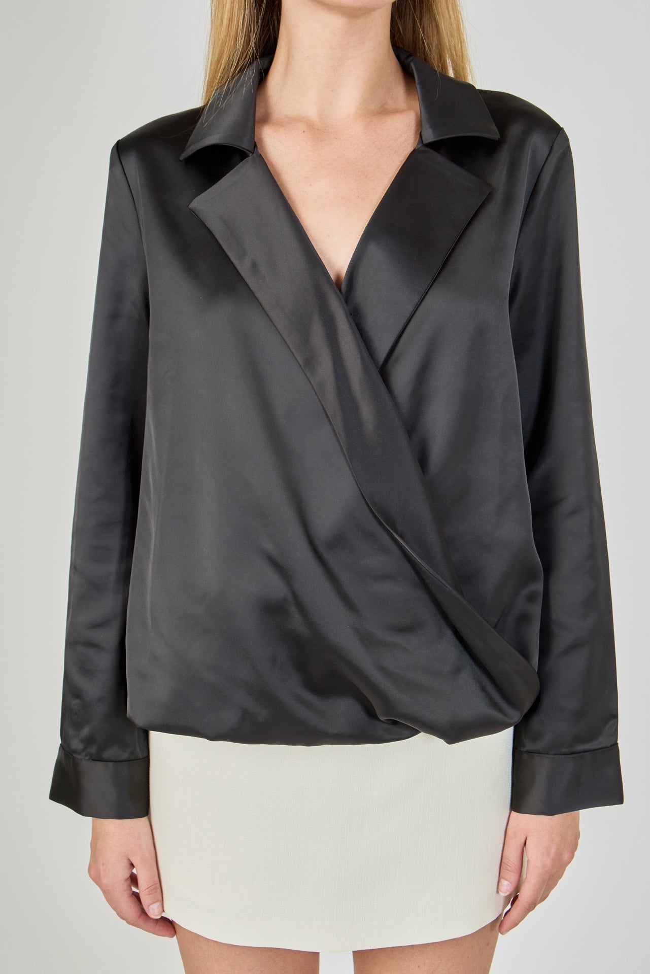 ENDLESS ROSE - Wrapped Satin Blouse - SHIRTS & BLOUSES available at Objectrare