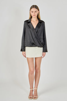 ENDLESS ROSE - Wrapped Satin Blouse - SHIRTS & BLOUSES available at Objectrare