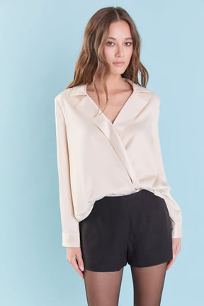 ENDLESS ROSE - Wrapped Satin Blouse - SHIRTS & BLOUSES available at Objectrare