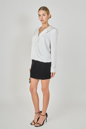 ENDLESS ROSE - Wrapped Satin Blouse - SHIRTS & BLOUSES available at Objectrare