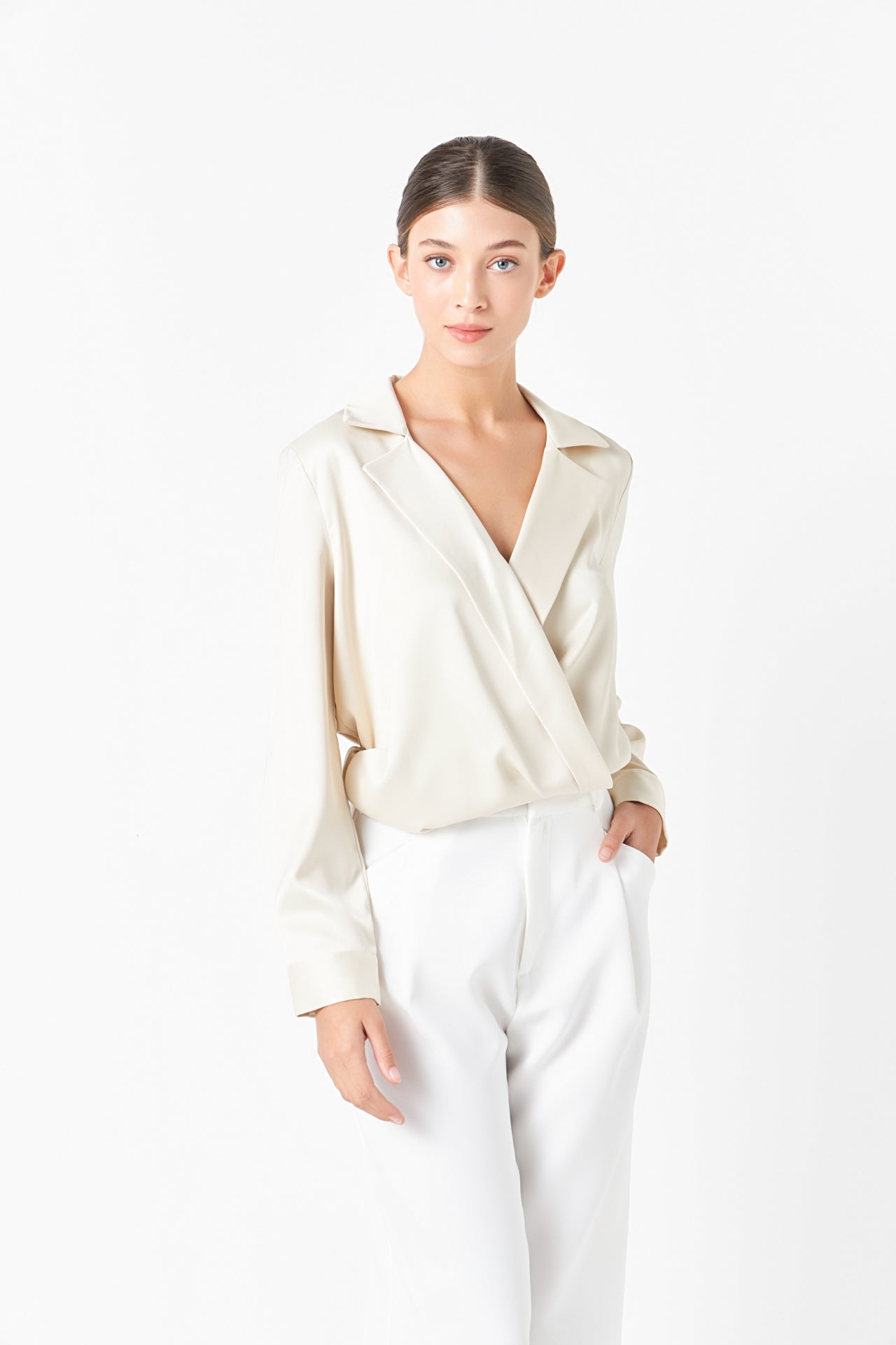 ENDLESS ROSE - Wrapped Satin Blouse - SHIRTS & BLOUSES available at Objectrare