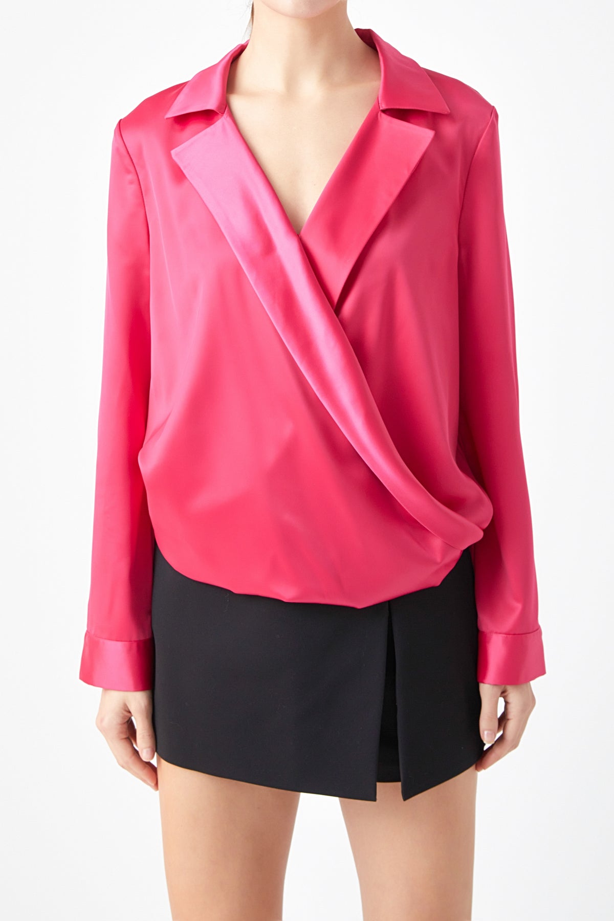 ENDLESS ROSE - Wrapped Satin Blouse - SHIRTS & BLOUSES available at Objectrare