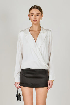 ENDLESS ROSE - Wrapped Satin Blouse - SHIRTS & BLOUSES available at Objectrare