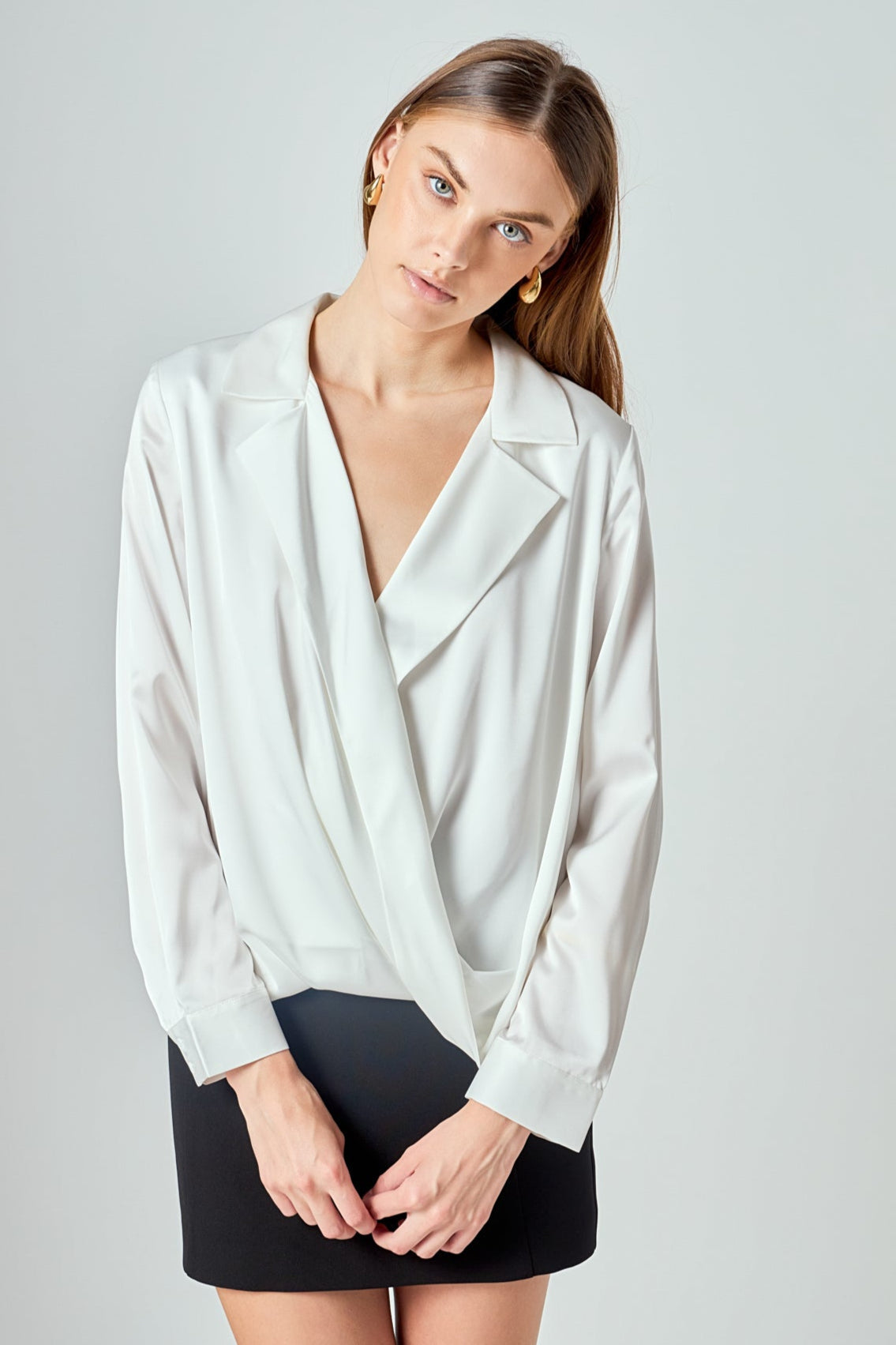 ENDLESS ROSE - Wrapped Satin Blouse - SHIRTS & BLOUSES available at Objectrare