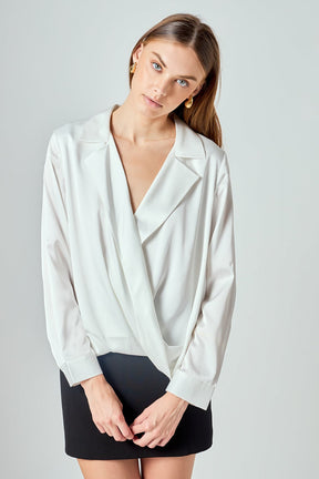 ENDLESS ROSE - Wrapped Satin Blouse - SHIRTS & BLOUSES available at Objectrare