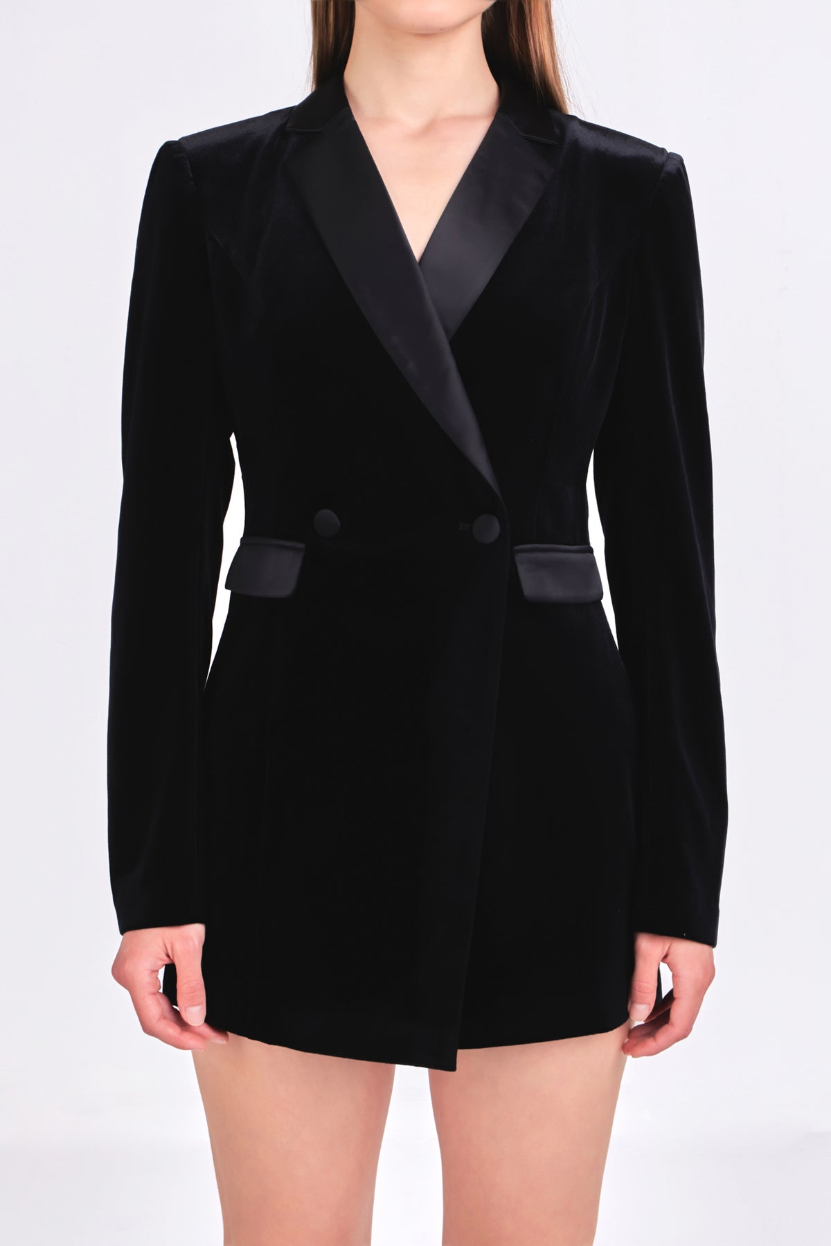 ENDLESS ROSE - Satin Collar Velvet Romper - ROMPERS available at Objectrare