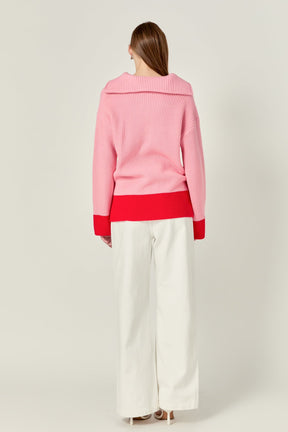 ENGLISH FACTORY - Contrast Zip Pullover Sweater - SWEATERS & KNITS available at Objectrare