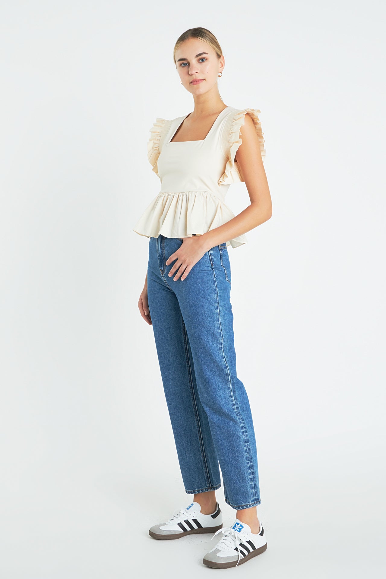 ENGLISH FACTORY - Square Neckline Ruffled Top - TOPS available at Objectrare