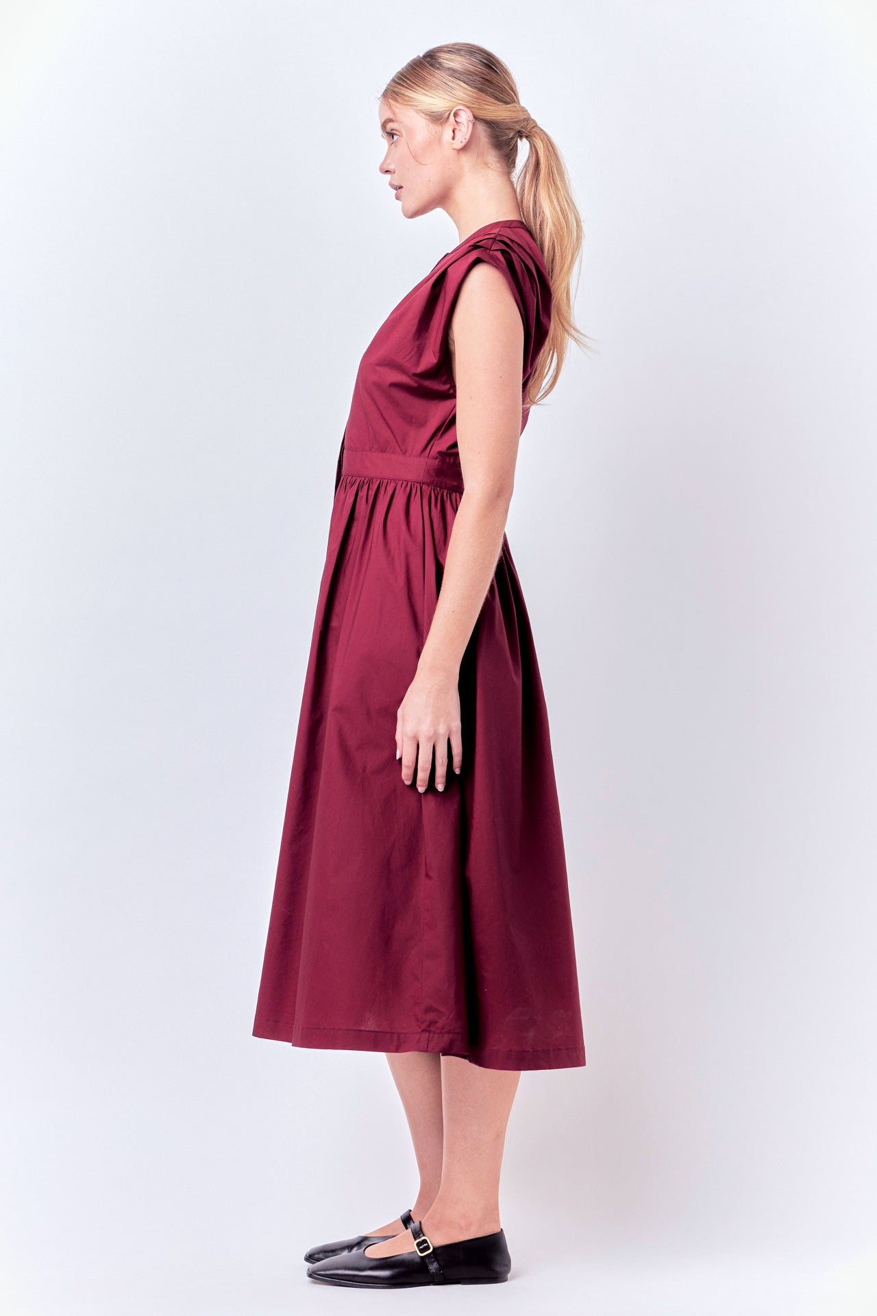 ENGLISH FACTORY - English Factory - Pleated Shoulder Midi Dress - DRESSES available at Objectrare