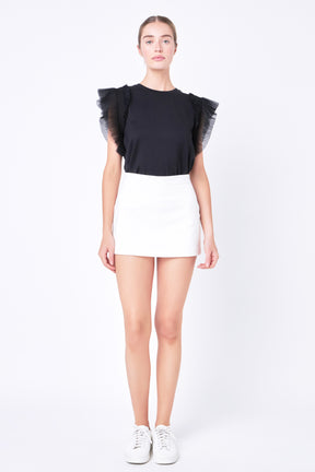ENGLISH FACTORY - Tulle Ruffle Knit Top - TOPS available at Objectrare