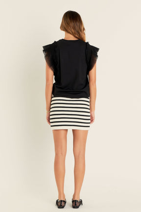 ENGLISH FACTORY - Tulle Ruffle Knit Top - TOPS available at Objectrare