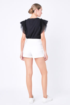 ENGLISH FACTORY - Tulle Ruffle Knit Top - TOPS available at Objectrare