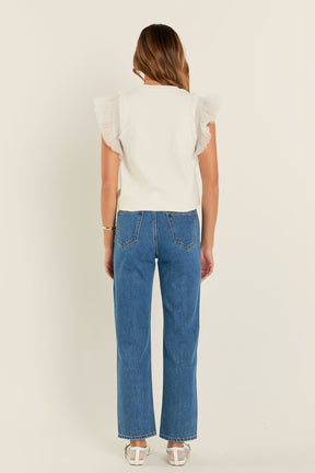 ENGLISH FACTORY - Tulle Ruffle Knit Top - TOPS available at Objectrare