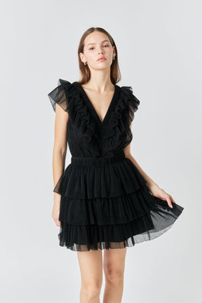 ENDLESS ROSE - Endless Rose - Tulle Ruffle Tiered Mini Dress - DRESSES available at Objectrare