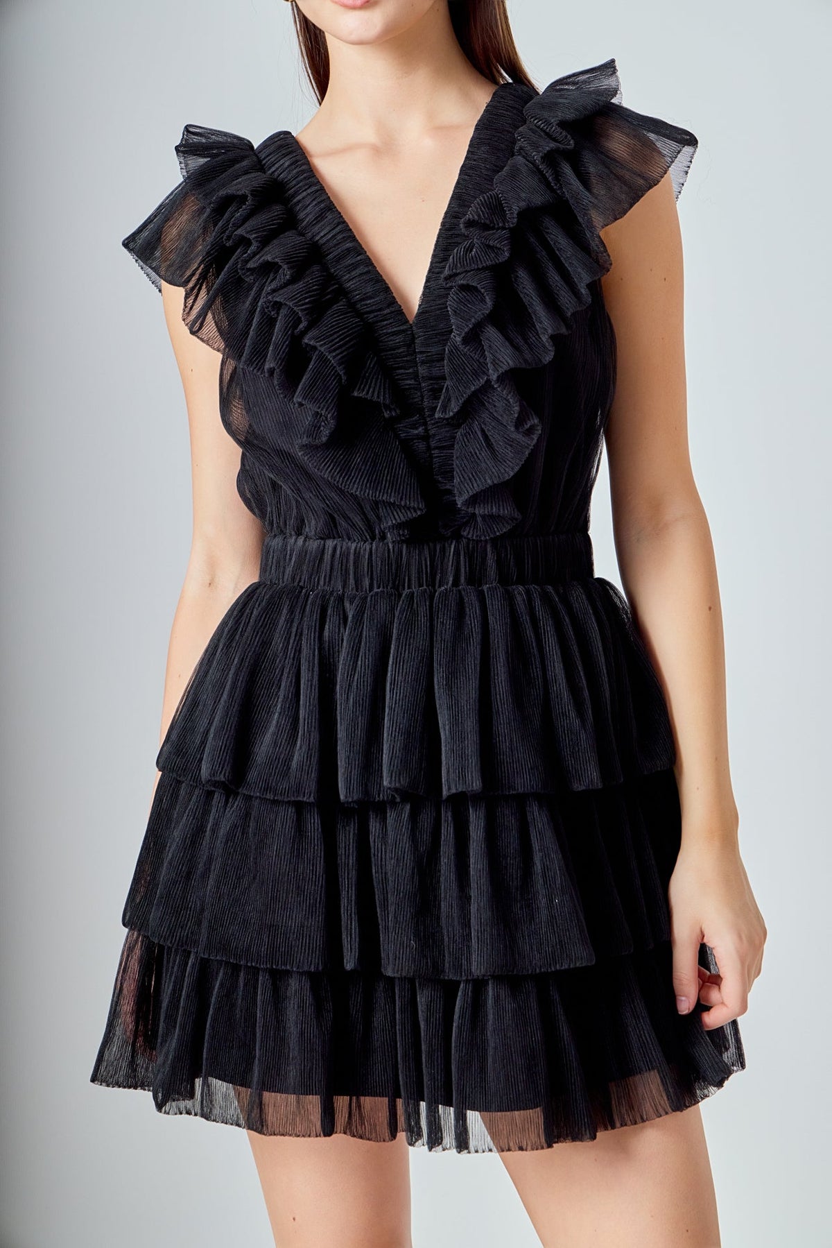 ENDLESS ROSE - Tulle Ruffle Tiered Mini Dress - DRESSES available at Objectrare
