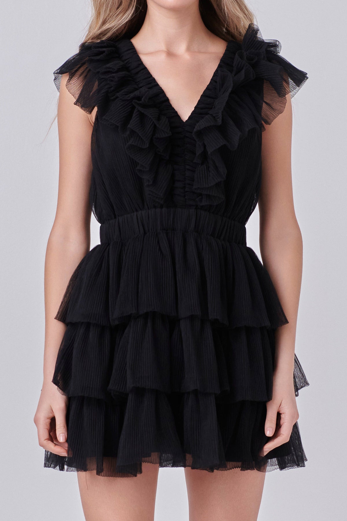 ENDLESS ROSE - Tulle Ruffle Tiered Mini Dress - DRESSES available at Objectrare