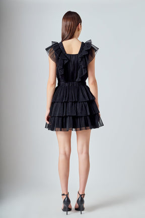 ENDLESS ROSE - Tulle Ruffle Tiered Mini Dress - DRESSES available at Objectrare