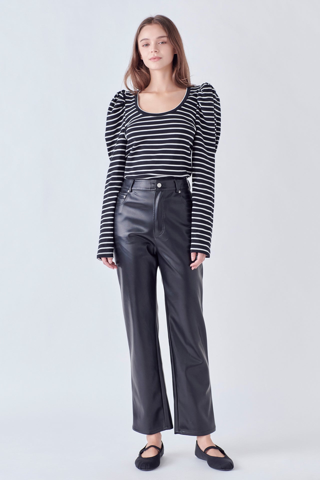 ENGLISH FACTORY - Classic Stripe Puff Sleeve Tee - TOPS available at Objectrare