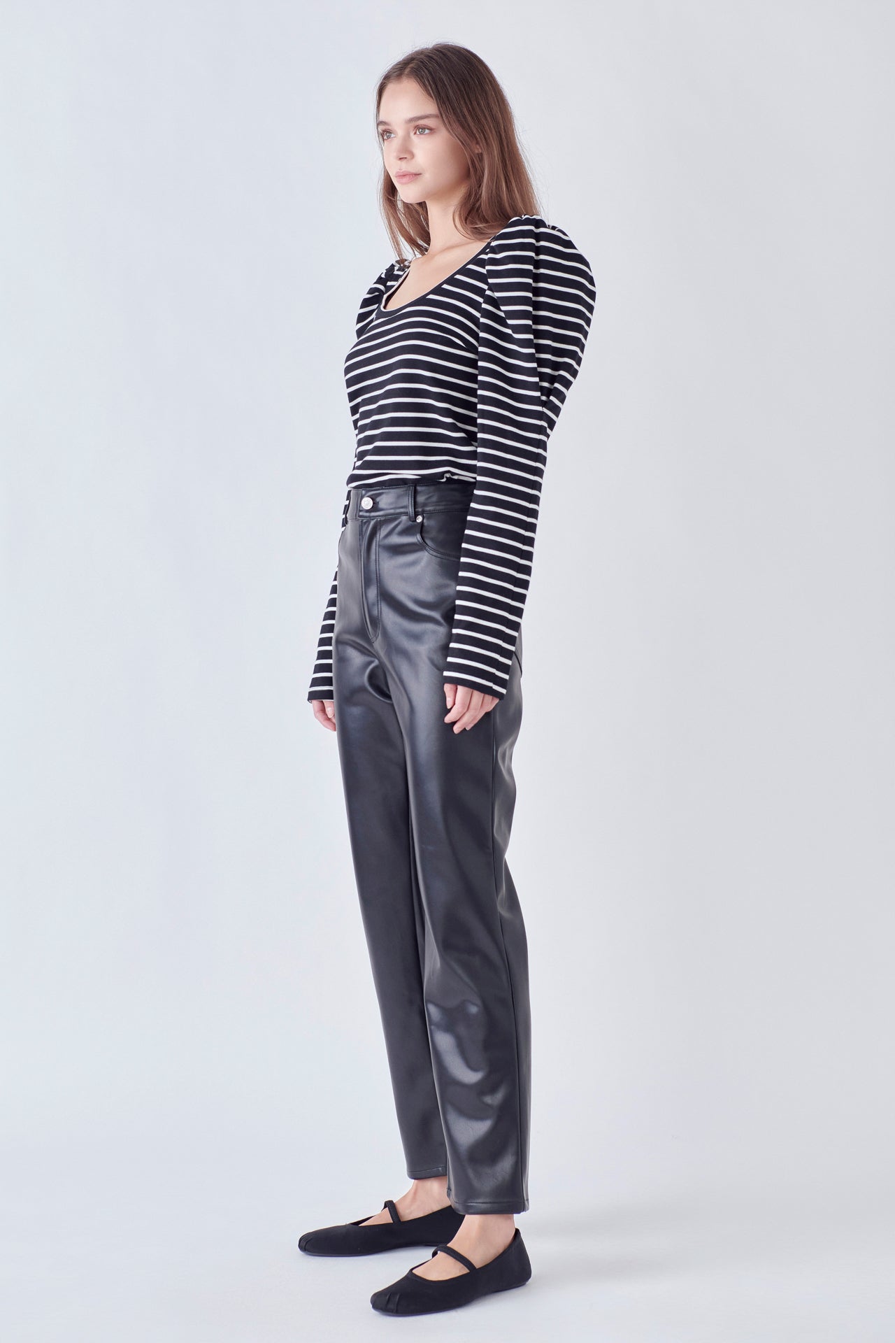 ENGLISH FACTORY - Classic Stripe Puff Sleeve Tee - TOPS available at Objectrare