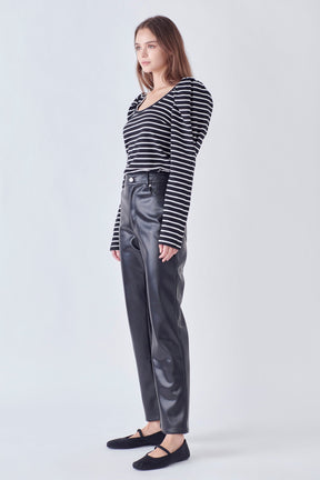 ENGLISH FACTORY - Classic Stripe Puff Sleeve Tee - TOPS available at Objectrare