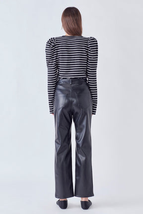 ENGLISH FACTORY - Classic Stripe Puff Sleeve Tee - TOPS available at Objectrare