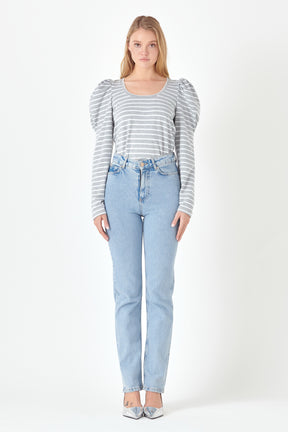 ENGLISH FACTORY - Puff Sleeve Knit Top - TOPS available at Objectrare