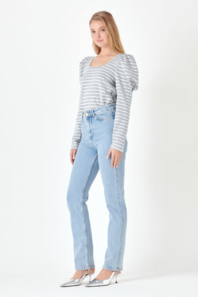 ENGLISH FACTORY - Puff Sleeve Knit Top - TOPS available at Objectrare