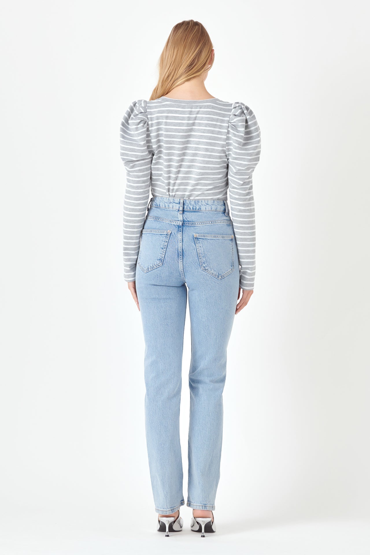 ENGLISH FACTORY - Classic Stripe Puff Sleeve Tee - TOPS available at Objectrare