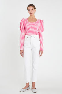 ENGLISH FACTORY - Puff Sleeve Knit Top - TOPS available at Objectrare