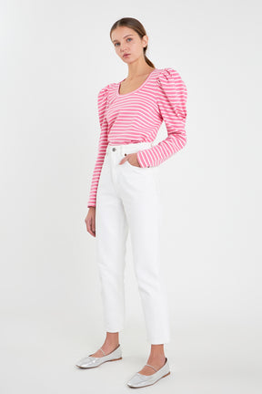 ENGLISH FACTORY - Puff Sleeve Knit Top - TOPS available at Objectrare