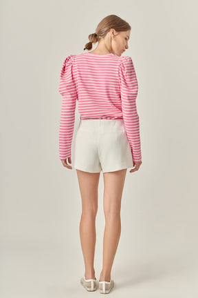 ENGLISH FACTORY - Classic Stripe Puff Sleeve Tee - TOPS available at Objectrare
