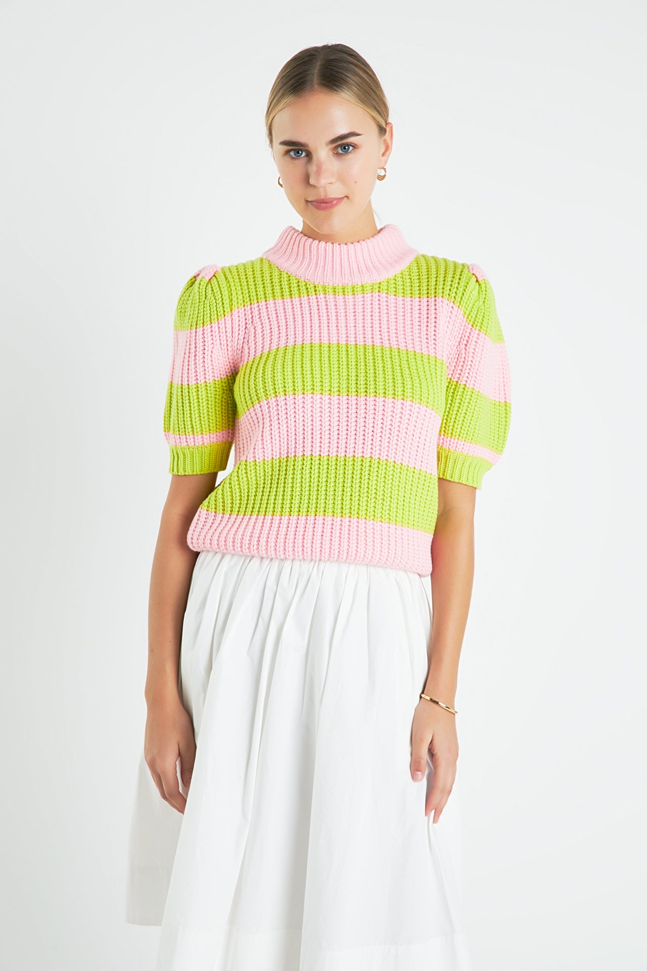 ENGLISH FACTORY - Stripe Mockneck Sweater - SWEATERS & KNITS available at Objectrare
