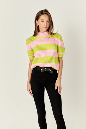 ENGLISH FACTORY - Stripe Mockneck Sweater - SWEATERS & KNITS available at Objectrare