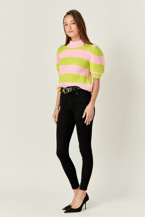 ENGLISH FACTORY - Stripe Mockneck Sweater - SWEATERS & KNITS available at Objectrare