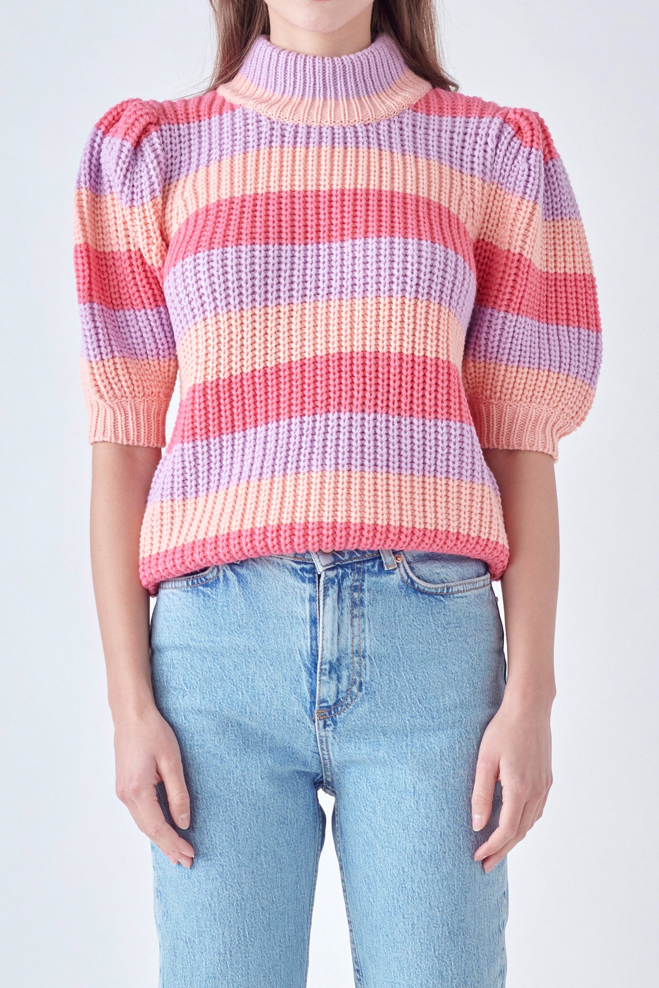 ENGLISH FACTORY - Stripe Mockneck Sweater - SWEATERS & KNITS available at Objectrare