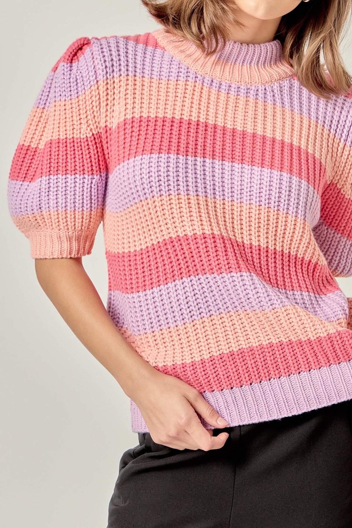 ENGLISH FACTORY - Stripe Mockneck Sweater - SWEATERS & KNITS available at Objectrare