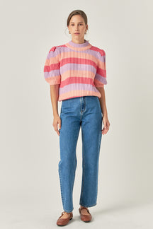 ENGLISH FACTORY - Stripe Mockneck Sweater - SWEATERS & KNITS available at Objectrare