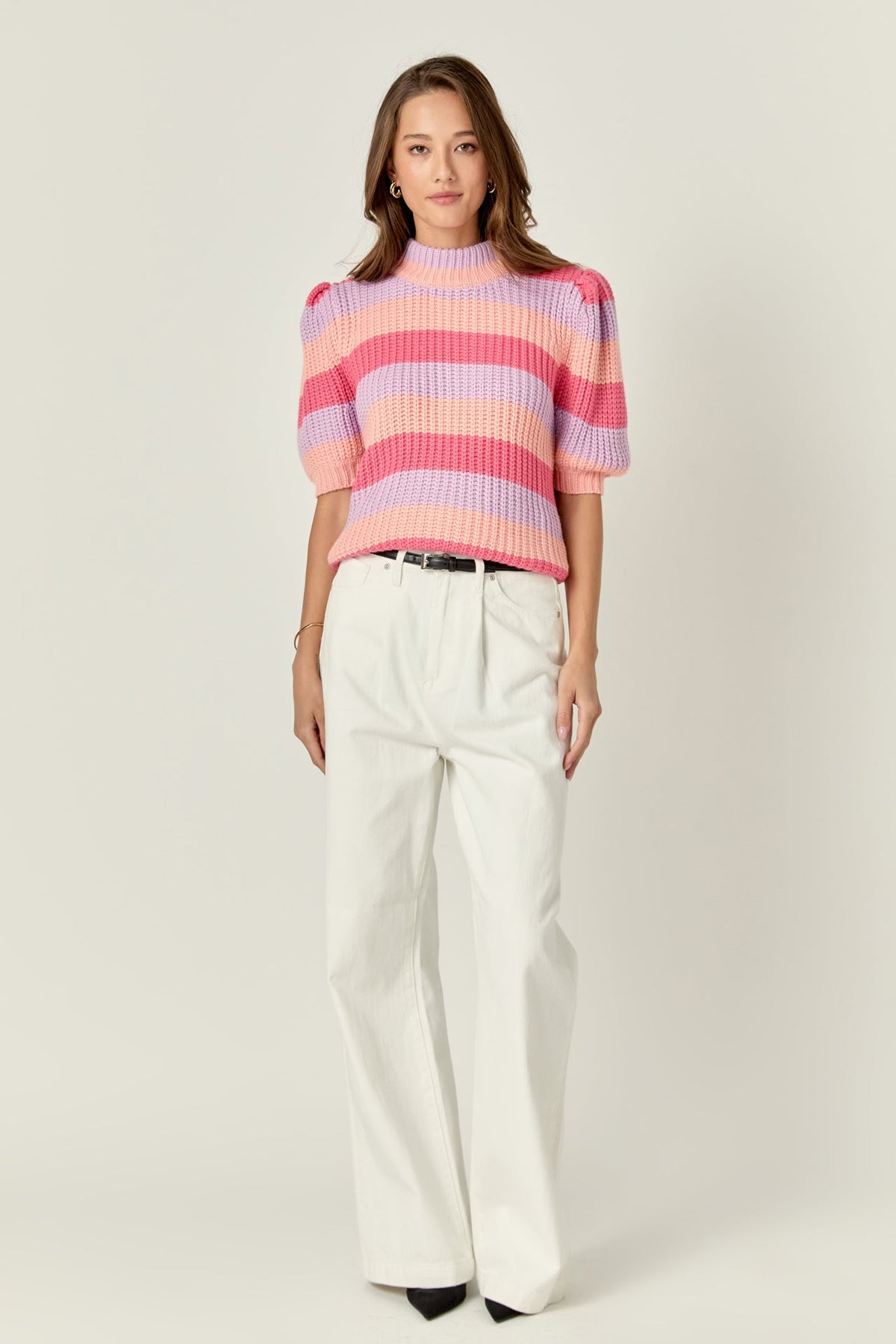 ENGLISH FACTORY - English Factory - Stripe Mock neck Sweater - SWEATERS & KNITS available at Objectrare