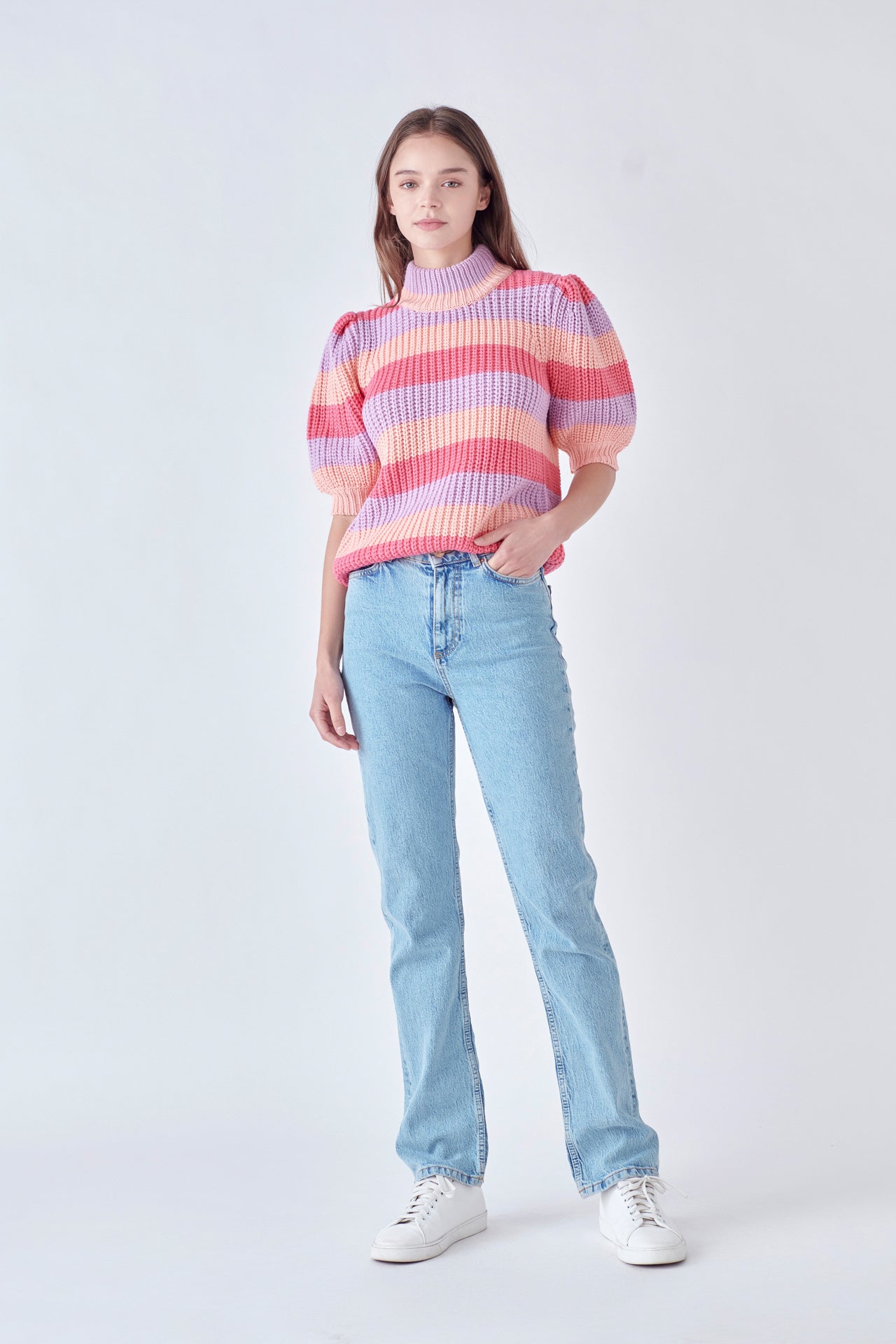 ENGLISH FACTORY - Stripe Mockneck Sweater - SWEATERS & KNITS available at Objectrare