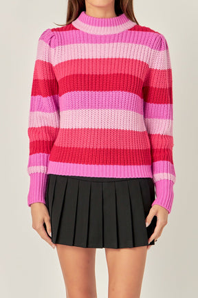ENGLISH FACTORY - Stripe Mockneck Long Sleeve Sweater - SWEATERS & KNITS available at Objectrare