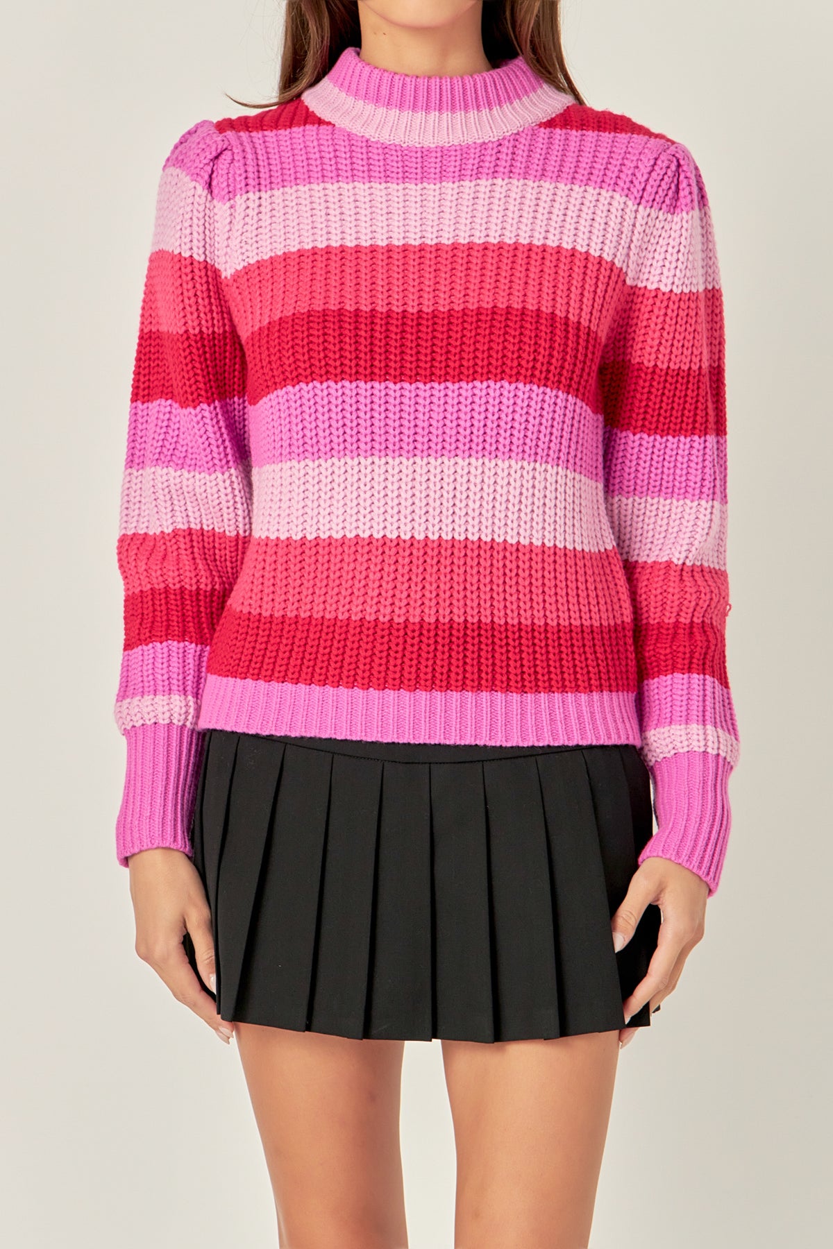 ENGLISH FACTORY - Stripe Mockneck Sweater - SWEATERS & KNITS available at Objectrare