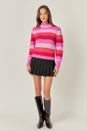 ENGLISH FACTORY - Stripe Mockneck Long Sleeve Sweater - SWEATERS & KNITS available at Objectrare