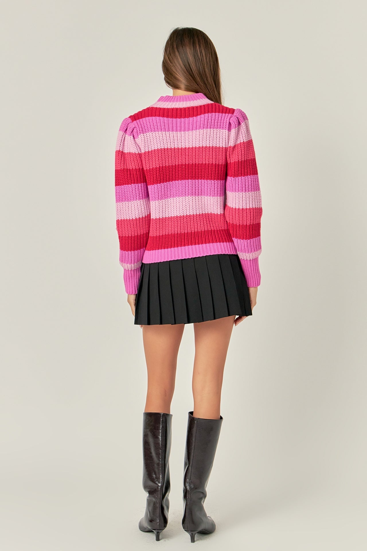 ENGLISH FACTORY - Stripe Mockneck Long Sleeve Sweater - SWEATERS & KNITS available at Objectrare
