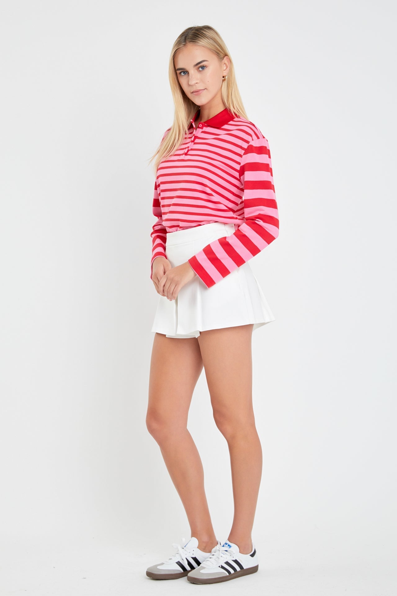 ENGLISH FACTORY - English Factory - Stripe Long Sleeve Collared Knit Top - TOPS available at Objectrare