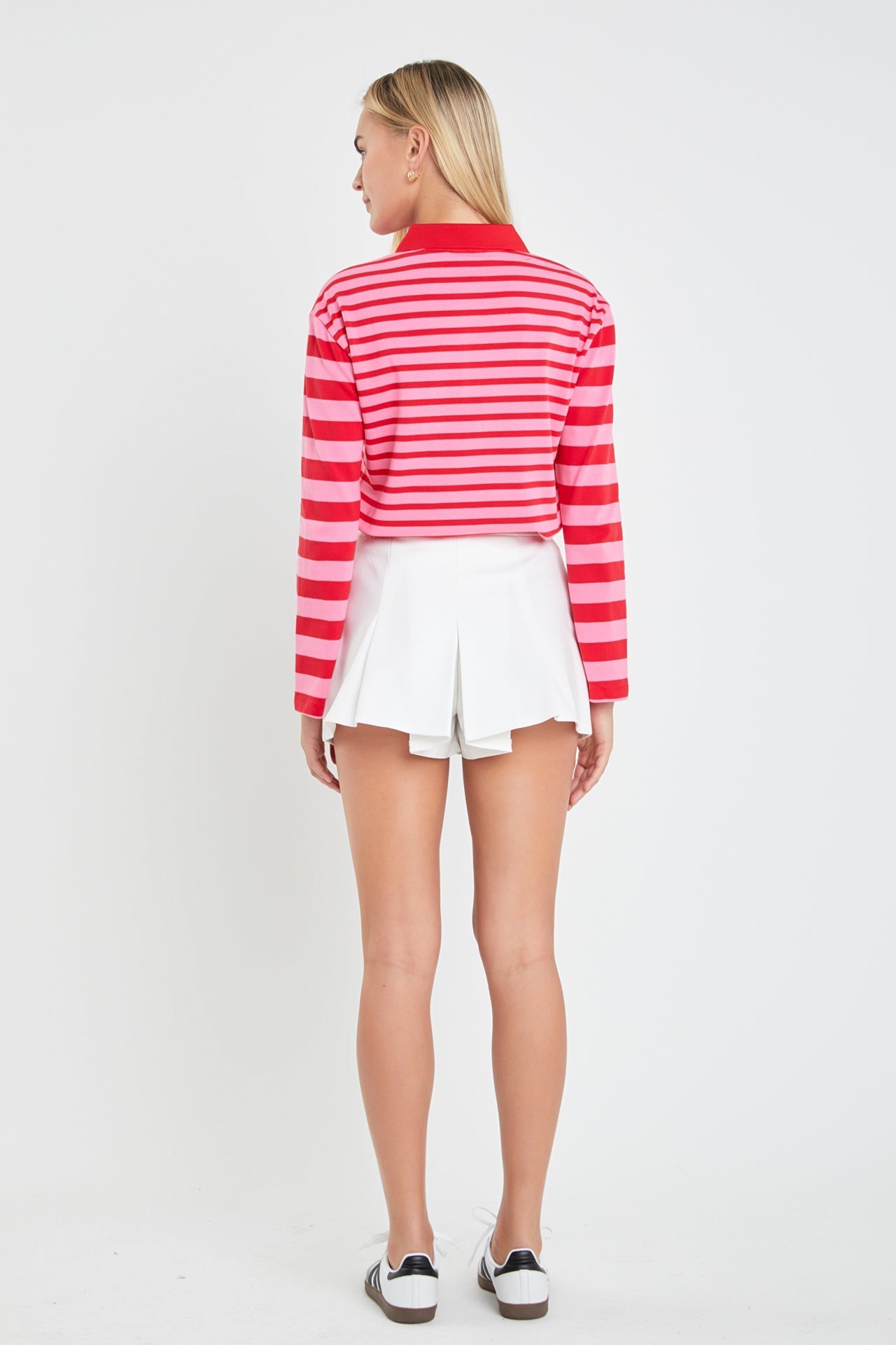 ENGLISH FACTORY - English Factory - Stripe Long Sleeve Collared Knit Top - TOPS available at Objectrare