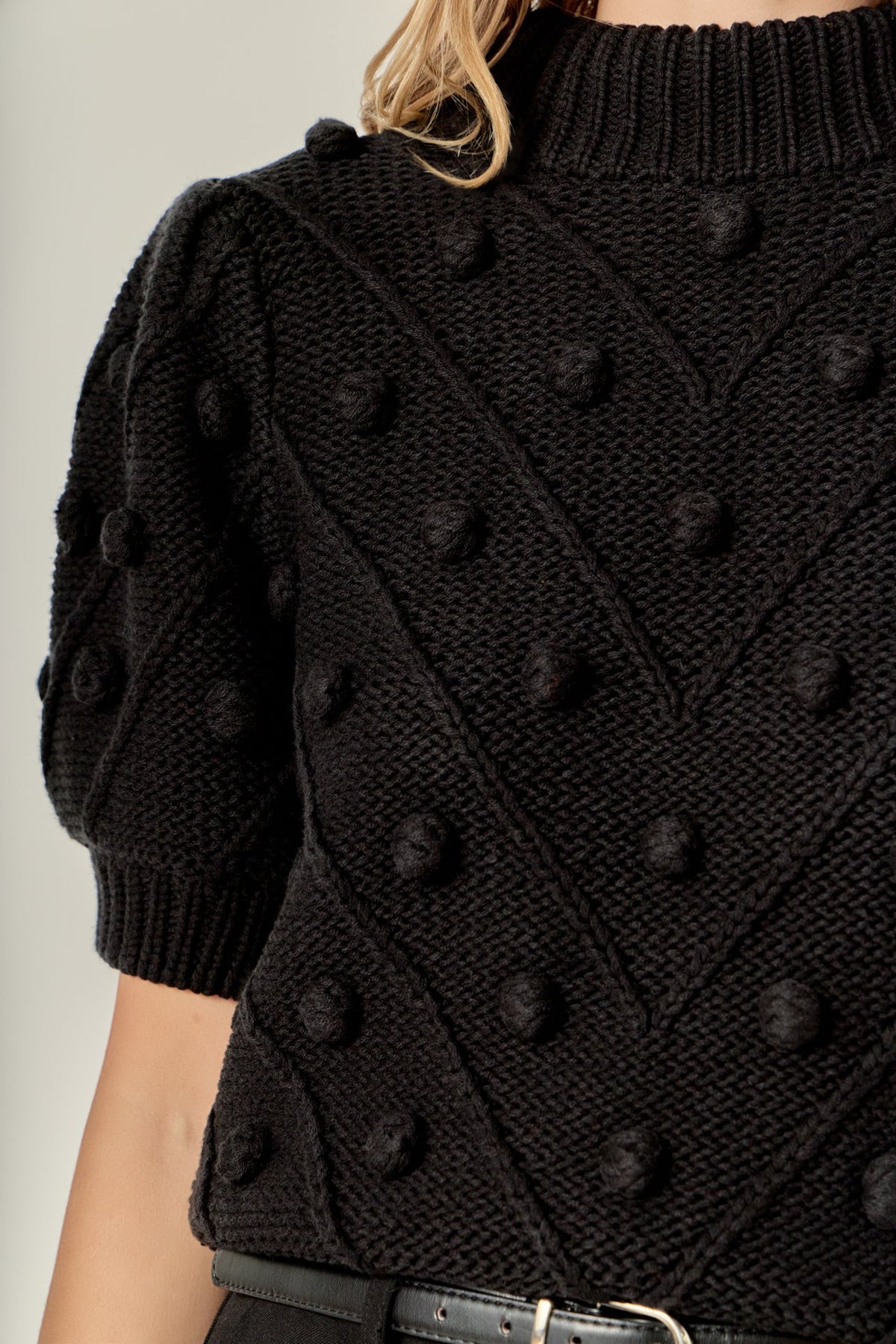 ENGLISH FACTORY - Pom Pom Puff Sleeve Sweater - SWEATERS & KNITS available at Objectrare