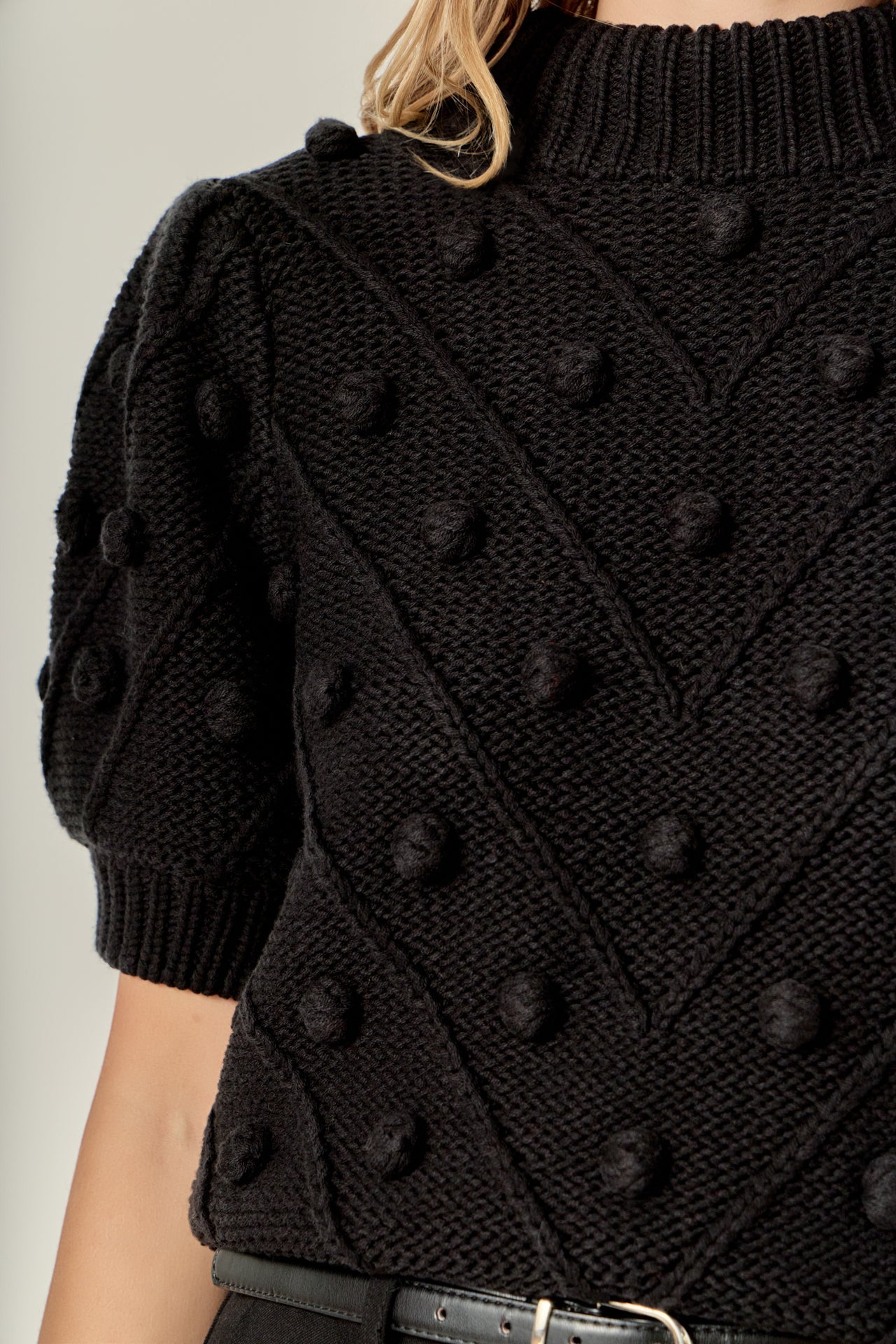 ENGLISH FACTORY - Pom Pom Puff Sleeve Sweater - SWEATERS & KNITS available at Objectrare
