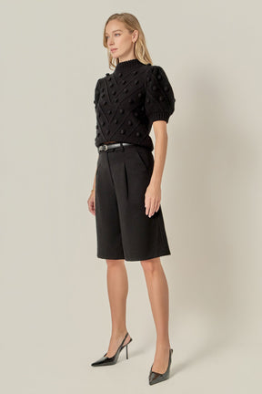 ENGLISH FACTORY - Pom Pom Puff Sleeve Sweater - SWEATERS & KNITS available at Objectrare