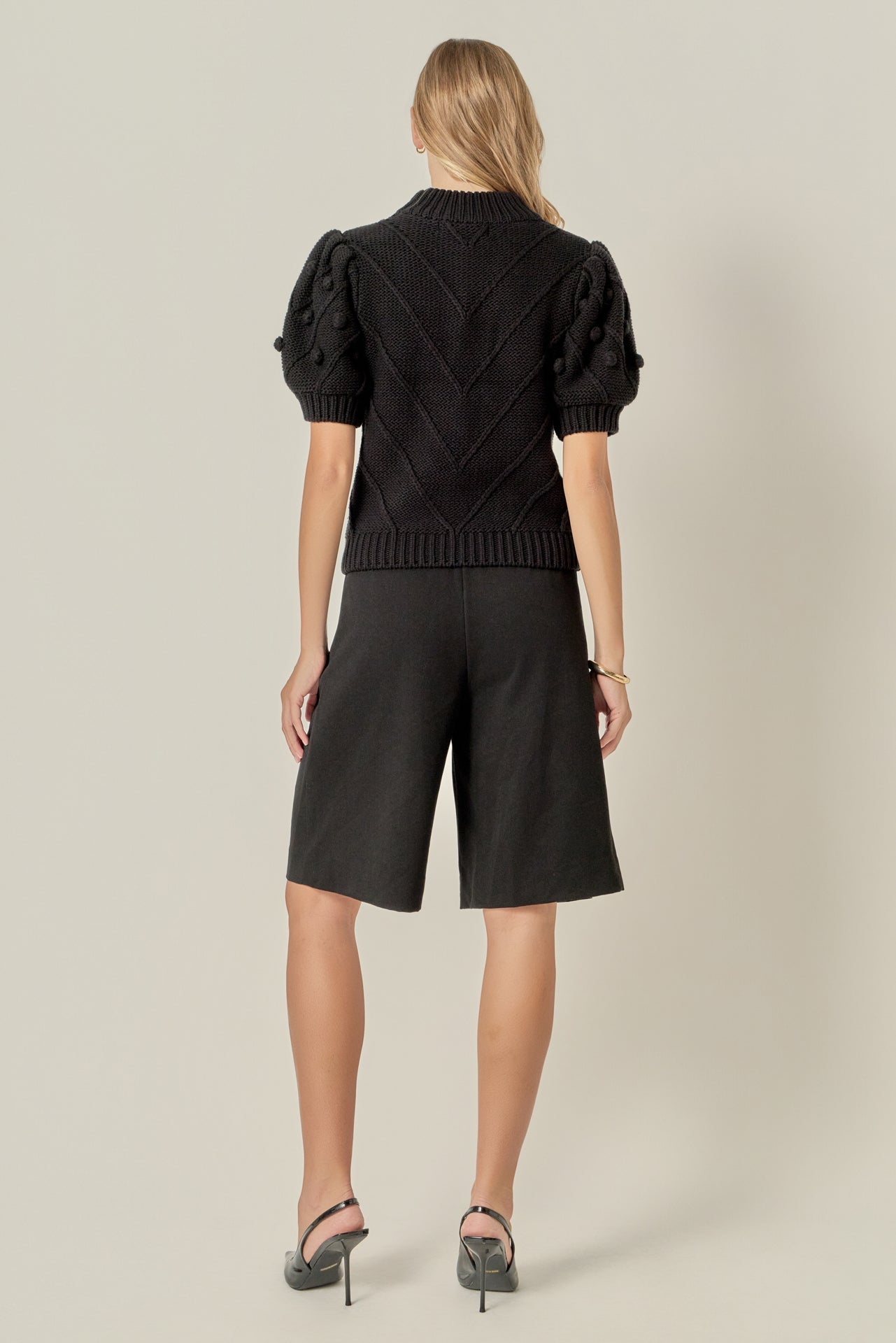 ENGLISH FACTORY - Pom Pom Puff Sleeve Sweater - SWEATERS & KNITS available at Objectrare