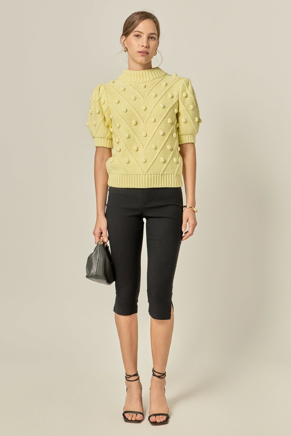 ENGLISH FACTORY - Pom Pom Puff Sleeve Sweater - SWEATERS & KNITS available at Objectrare